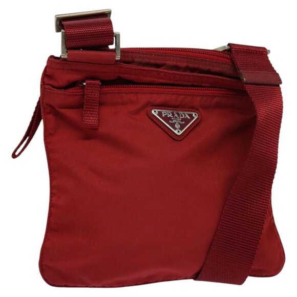 PRADA Shoulder Bag Nylon Red Auth yk17295 - Picture 1 of 15